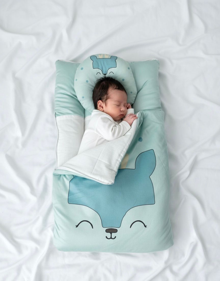 2-Piece Premium Reversible Baby Nest & Sleeping Bag Set – Ultra-Soft Cotton Sleep Positioning Set