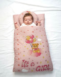 Baby Carry Nest with Pillow – “It’s a Girl” Pink Soft Sleeping Nest for Newborns