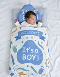 Premium 2-Piece "Its A Boy" Newborn Sleep Nest & Positioning Pillow Set – Ultra-Soft Cotton Travel Bed