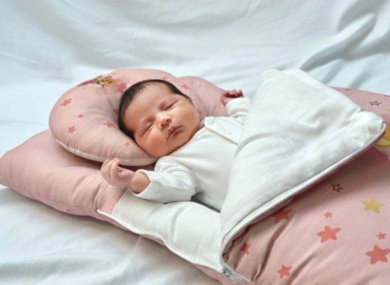 Baby Carry Nest with Pillow – “It’s a Girl” Pink Soft Sleeping Nest for Newborns